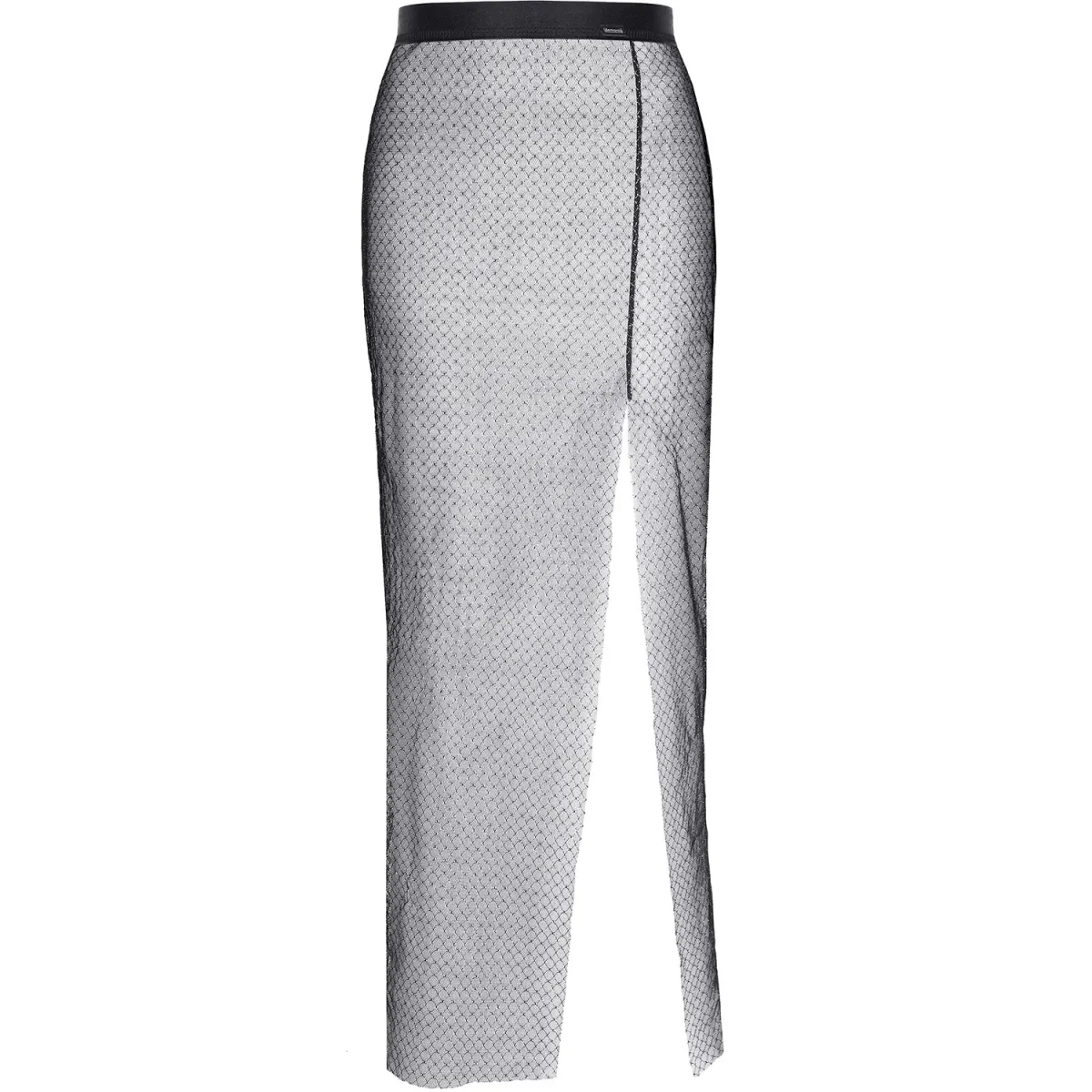 Langer schwarz/silberner Rock STChiara001 von Demoniq Silver Touch Collection | Fesselliebe.de