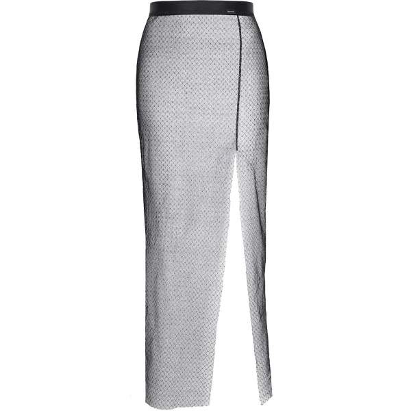 Langer schwarz/silberner Rock STChiara001 von Demoniq Silver Touch Collection | Fesselliebe.de