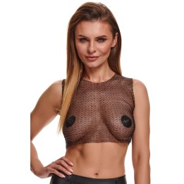 Schwarz/silbernes Top STOrsola001 von Demoniq Silver Touch Collection | Fesselliebe.de