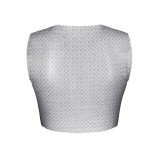 Schwarz/silbernes Top STOrsola001 von Demoniq Silver Touch Collection | Fesselliebe.de