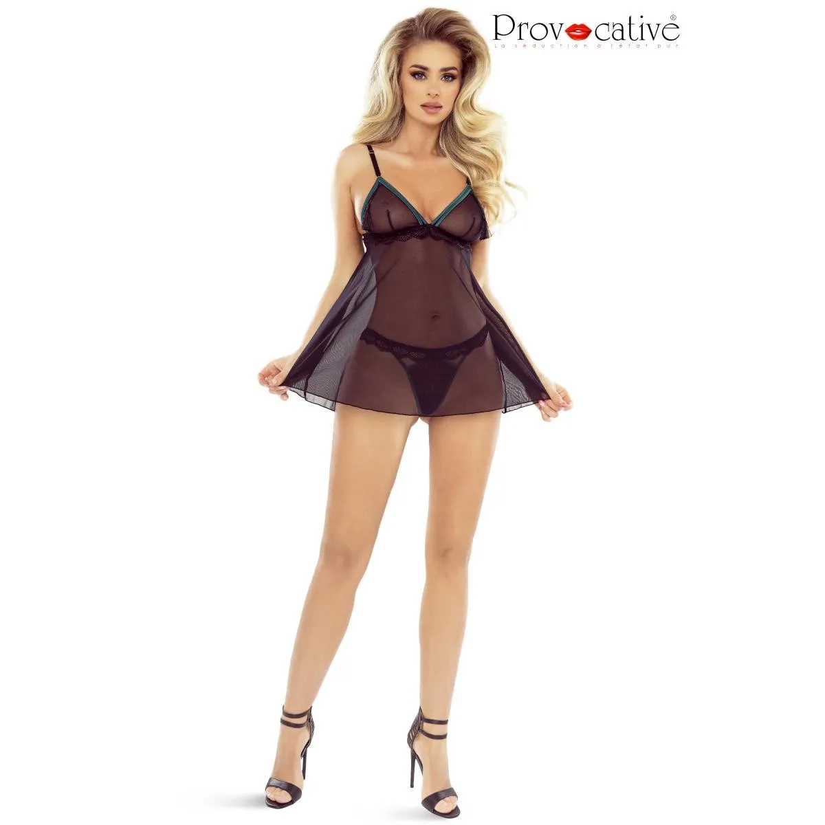 Schwarz/grünes Tassel de Reve Babydoll von Provocative | Fesselliebe.de