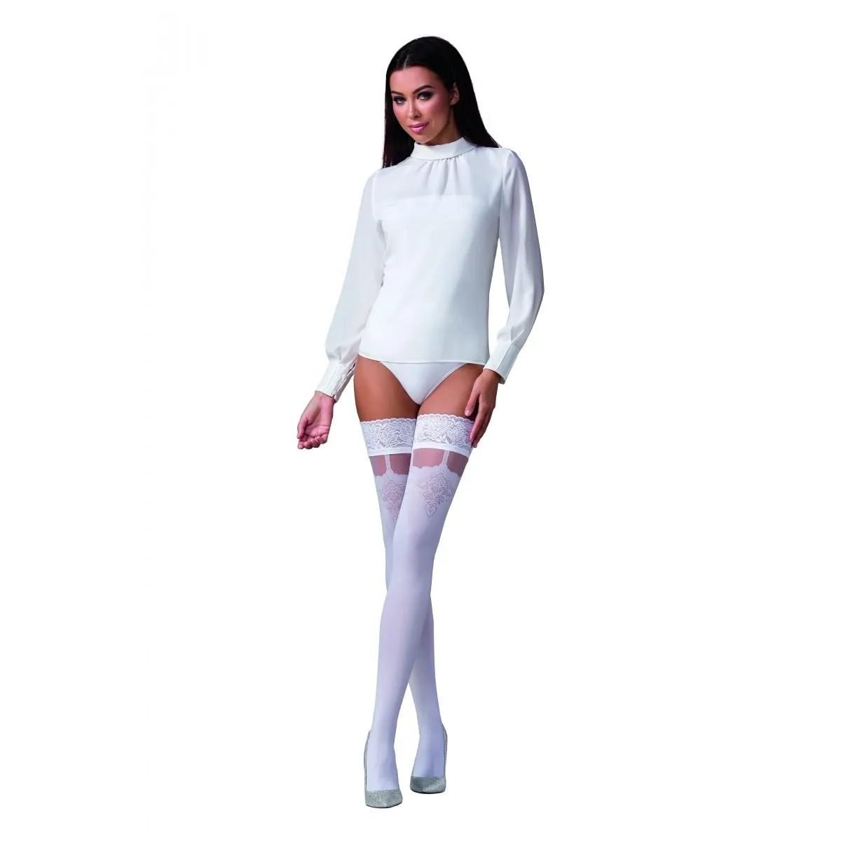 Halterlose Strümpfe ST121 weiß von Passion | Fesselliebe.de