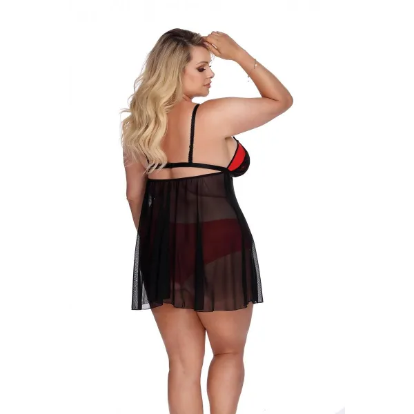 Schwarz/rotes Babydoll AA052937 von Anais Apparel Plus Size | Fesselliebe.de