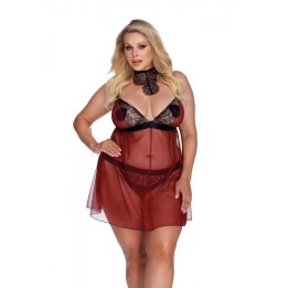 Rot/schwarzes Chemise AA052928 von Anais Apparel Plus Size | Fesselliebe.de