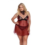 Rot/schwarzes Chemise AA052928 von Anais Apparel Plus Size | Fesselliebe.de