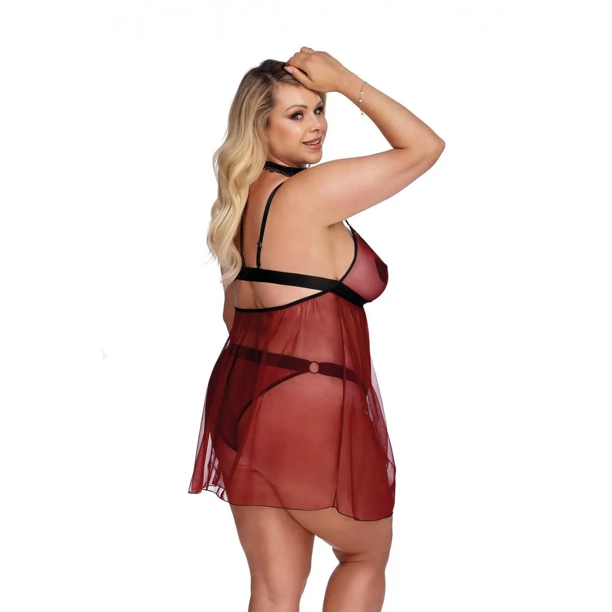 Rot/schwarzes Chemise AA052928 von Anais Apparel Plus Size | Fesselliebe.de