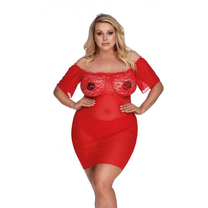 Rotes Chemise AA052940 von Anais Apparel Plus Size | Fesselliebe.de