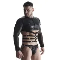 Herren Langarm-Shirt mit Harness TSH019 schwarz von Regnes Fetish Planet