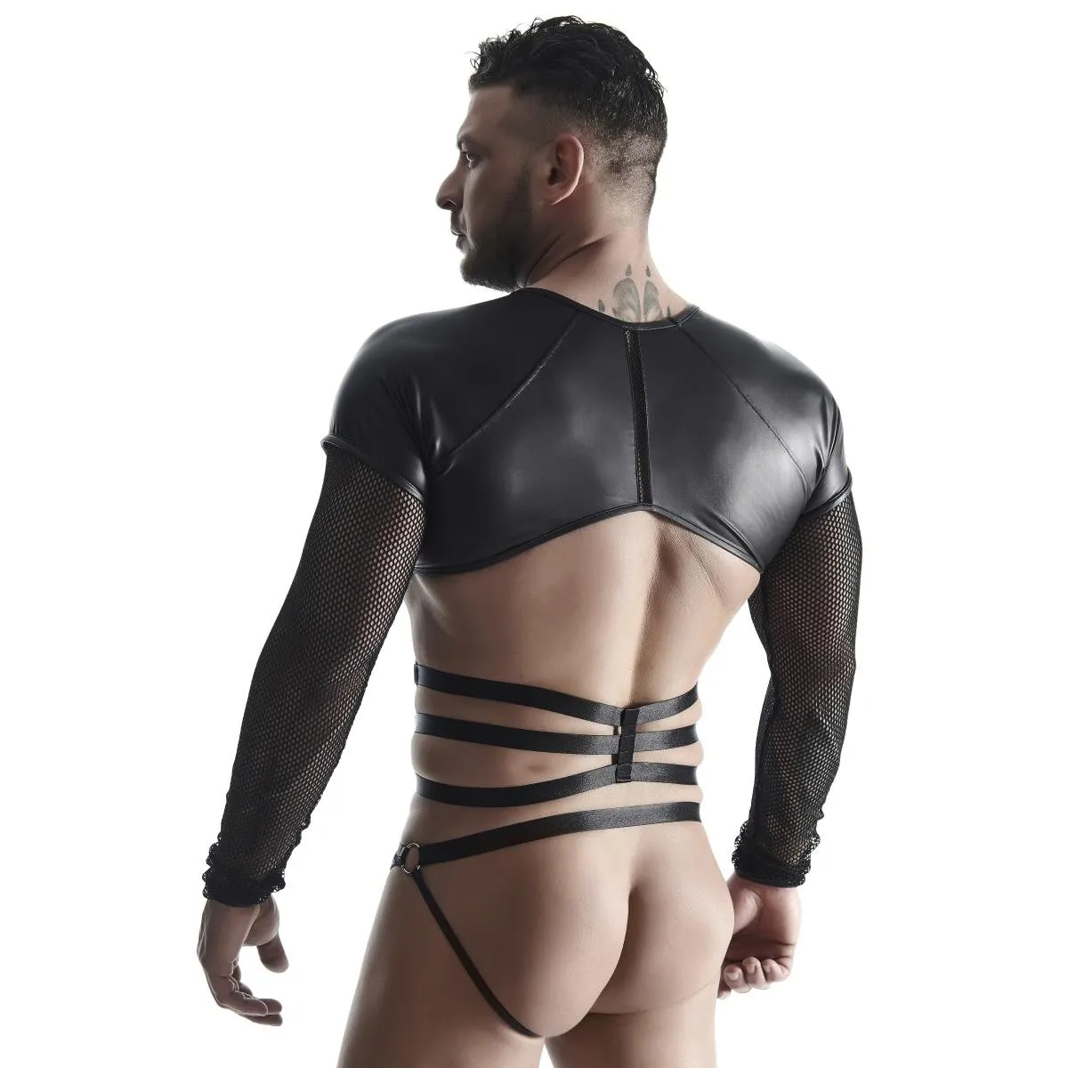 Herren Langarm-Shirt mit Harness TSH019 schwarz von Regnes Fetish Planet | Fesselliebe.de