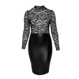 Midi Kleid mit weicher Spitze F269 von Noir Handmade Curve Collection | Fesselliebe.de
