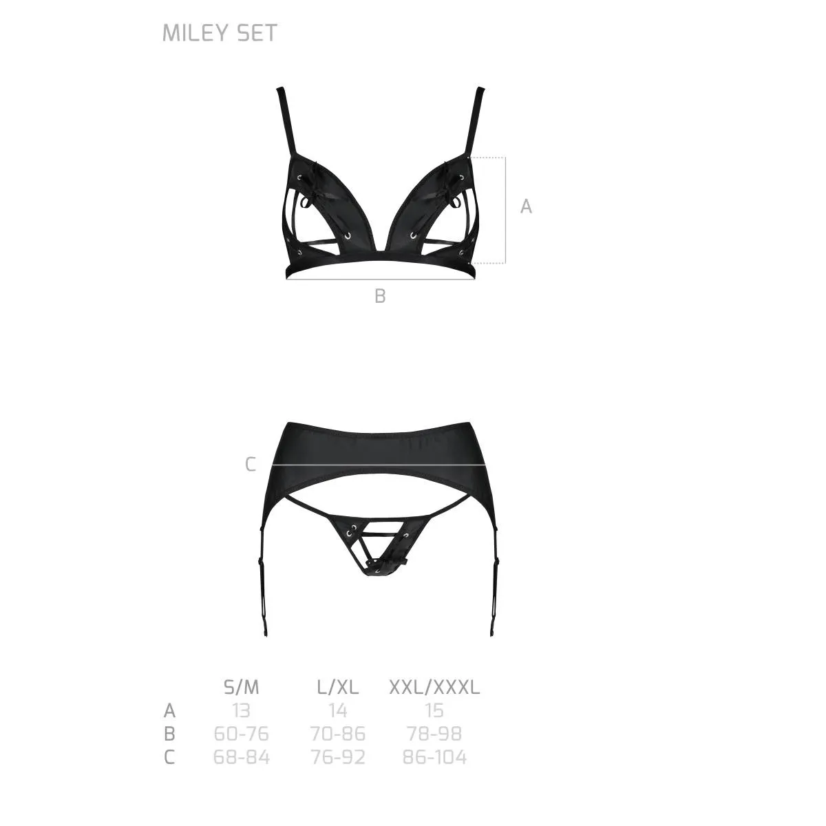 Schwarzes 3tlg. Set PA596237 von Passion | Fesselliebe.de