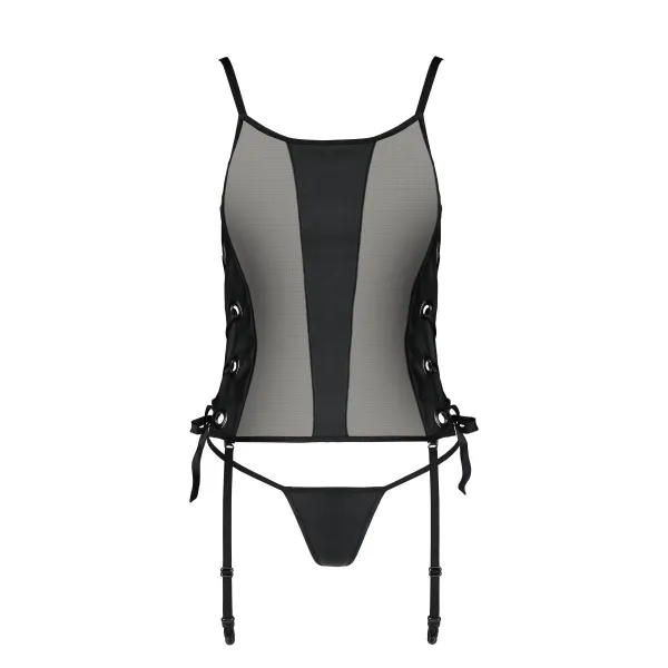 Schwarzes Kunstleder Corset PA596228 von Passion | Fesselliebe.de