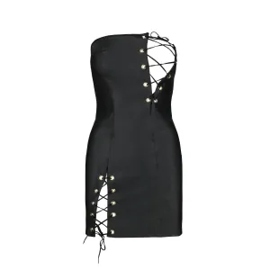 Schwarzes Kunstleder Chemise PA596180 von Passion