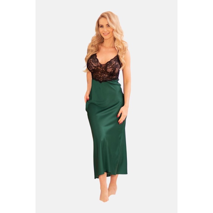 Grün/schwarzes langes Kleid KA922513 von Kalimo | Fesselliebe.de