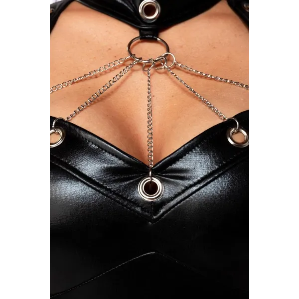 Schwarzes Wetlook Minikleid 18287 von Saresia | Fesselliebe.de