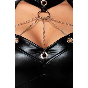 Schwarzes Wetlook Minikleid 18287 von Saresia