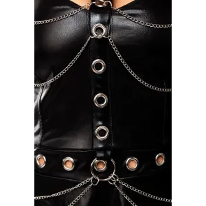 Schwarzes Wetlook Minikleid 18289 von Saresia