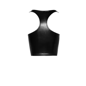 F275 Snake Wetlook Top mit Reißverschluss von Noir Handmade