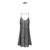 F288 Langes Flockkleid im Leoparden-Look mit Schlitz von Noir Handmade | Fesselliebe.de