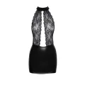 F279 Kurzes Powerwetlook Kleid mit Spitze von Noir Handmade