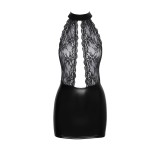 F279 Kurzes Powerwetlook Kleid mit Spitze von Noir Handmade | Fesselliebe.de