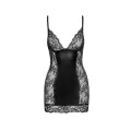 F282 Kurzes Powerwetlook Kleid mit Spitzeneinsätzen von Noir Handmade