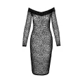 F284 Midikleid aus Leopardenflock und langen Ärmeln von Noir Handmade