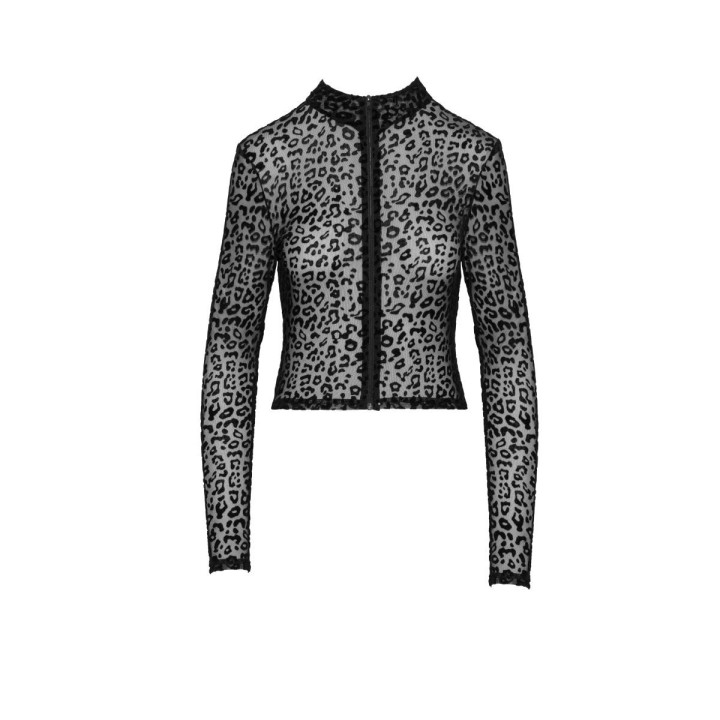 F289 Leopardenflock Top mit langen Ärmeln von Noir Handmade | Fesselliebe.de
