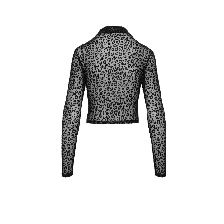 F289 Leopardenflock Top mit langen Ärmeln von Noir Handmade | Fesselliebe.de