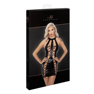 F291 Powerwetlook Kleid mit doppelter Schnürung vorne von Noir Handmade