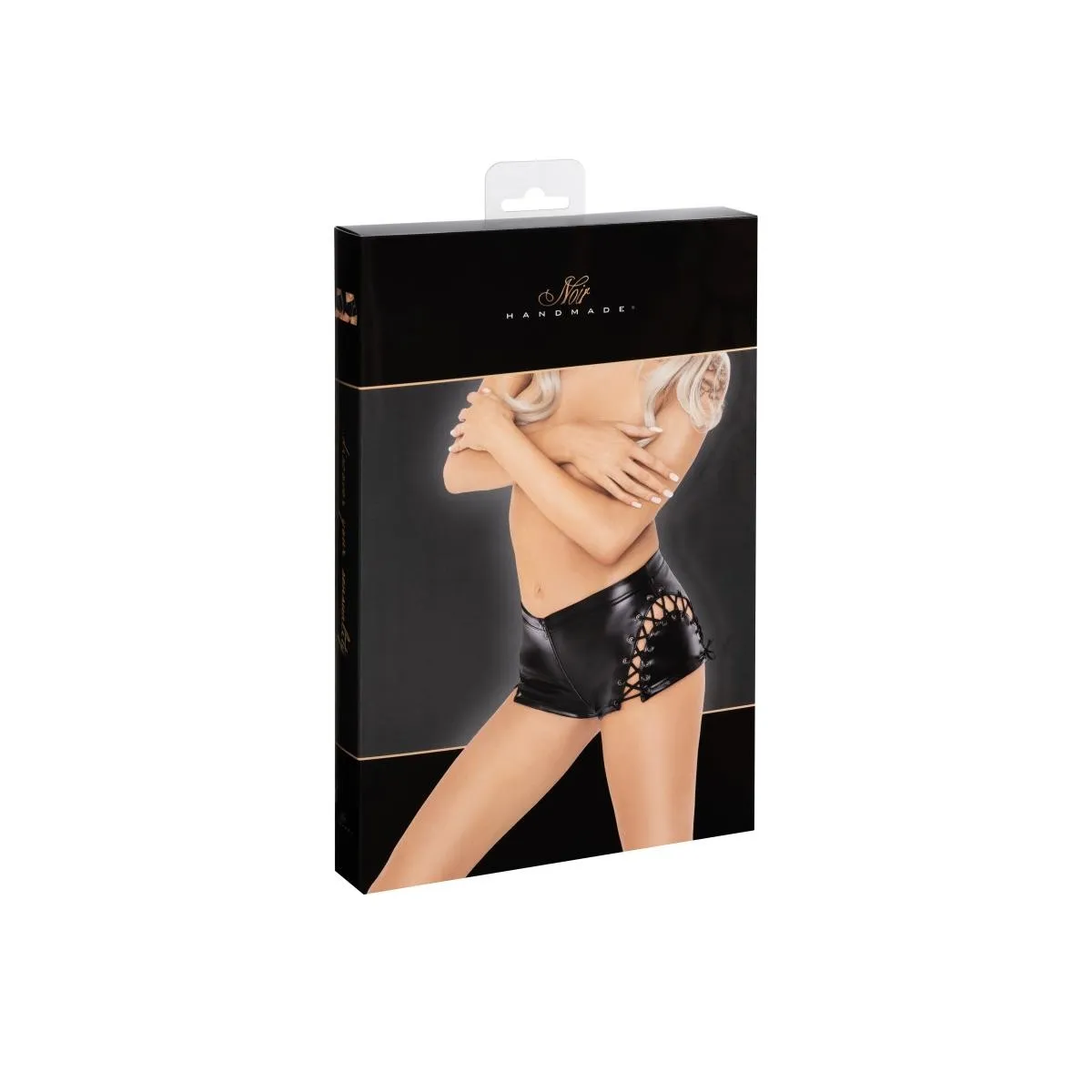 F292 Powerwetlook Shorts mit Schnürrung von Noir Handmade | Fesselliebe.de