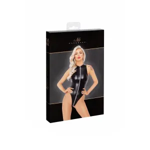 F294 Powerwetlook Bodysuit mit Frontreißverschluss von Noir Handmade