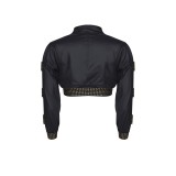 Schwarzer kurze Damen Jacke CBMartha001 von Demoniq Cash Baby Collection | Fesselliebe.de