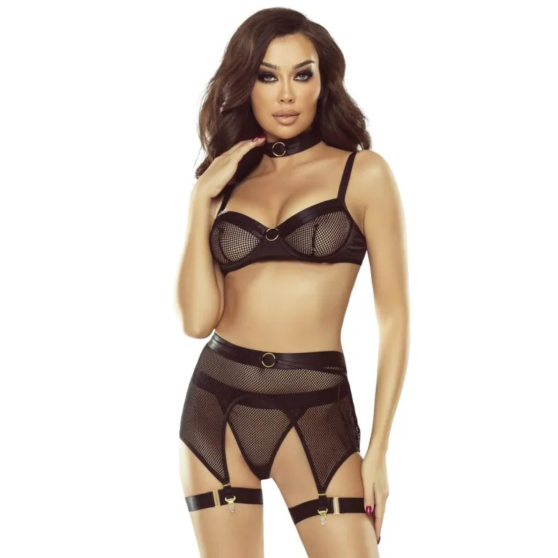 Schwarzes 6-teilges Netz-Set von Provocative | Fesselliebe.de