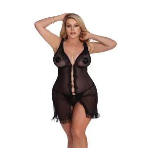 Schwarzes Negligee AA053640 von Anais Apparel Plus Size | Fesselliebe.de