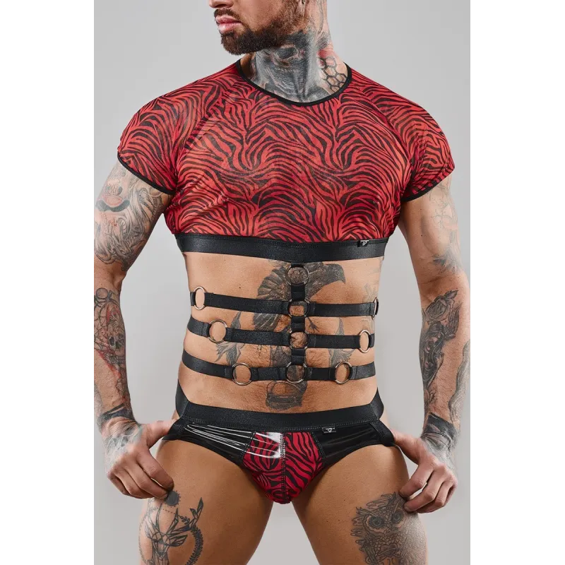 Harness T-Shirt RERodrigo001 schwarz/rot von RFP Razor’s Edge Kollektion | Fesselliebe.de