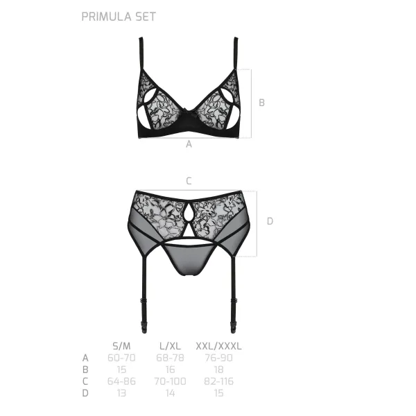 Schwarzes 3-teilges Set PA596621 von Passion | Fesselliebe.de
