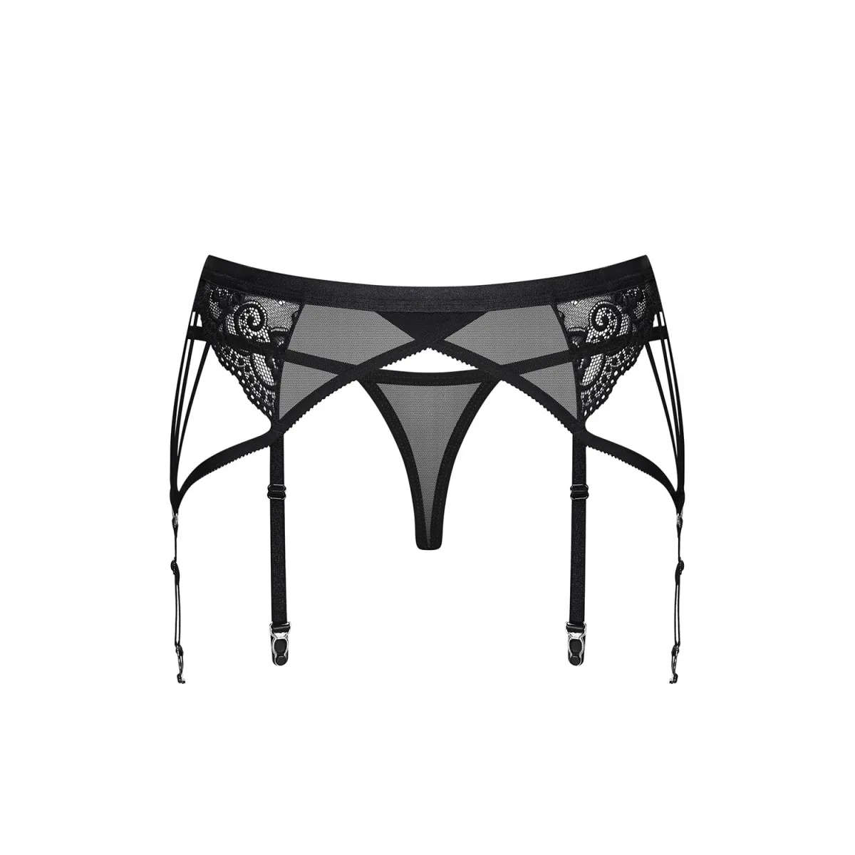 854-GAR-1 Strumpfhaltergürtel + T-String schwarz von Obsessive | Fesselliebe.de