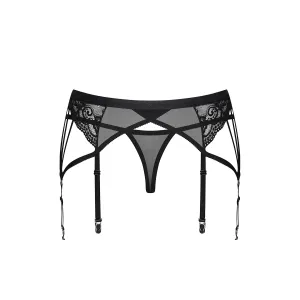 854-GAR-1 Strumpfhaltergürtel + T-String schwarz von Obsessive