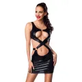 Schwarzes Wetlook Minikleid 18291 von Saresia