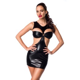Schwarzes Wetlook Minikleid 18293 von Saresia | Fesselliebe.de