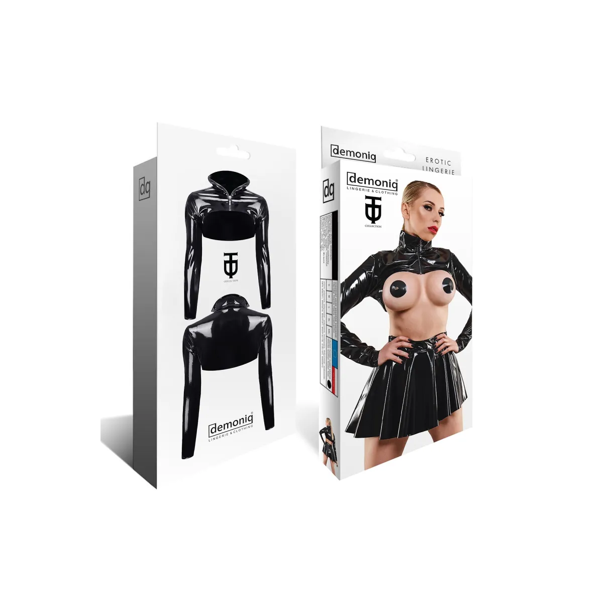 Schwarze kurze Jacke TDNele001 von Demoniq Total Domination Collection | Fesselliebe.de