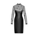 F310 halblanges Powerwetlook Kleid mit Tüll von Noir Handmade