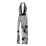 F312 langes Kleid aus Netzmaterial von Noir Handmade | Fesselliebe.de
