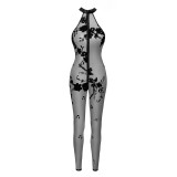 F315 Bodystocking aus Netzmaterial mit Samtaufdruck von Noir Handmade | Fesselliebe.de