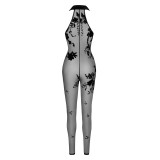 F315 Bodystocking aus Netzmaterial mit Samtaufdruck von Noir Handmade | Fesselliebe.de