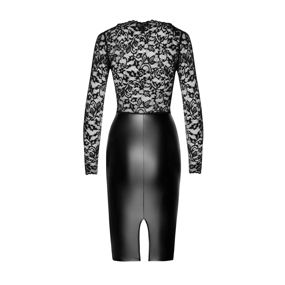 F295 halblanges Wetlook Kleid mit Spitze von Noir Handmade | Fesselliebe.de