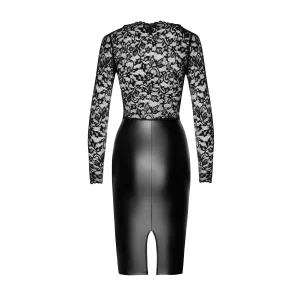 F295 halblanges Wetlook Kleid mit Spitze von Noir Handmade