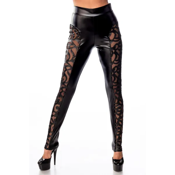 Schwarze Wetlook Leggings 18310 von Saresia | Fesselliebe.de
