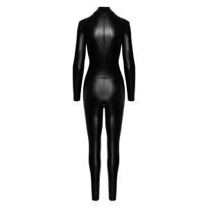 F319 Powerwetlook Catsuit mit Reißverschluss und Ring von Noir Handmade